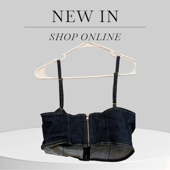 Y2K Guess Denim Bustier Crop Top | Early 2000s Corset-Style Top | Button Front - Picture 7 of 10
